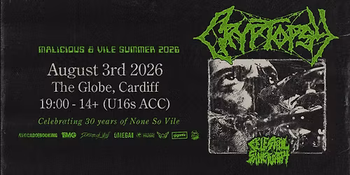 Cryptopsy plus Celestial Sanctuary at The Globe, Cardiff