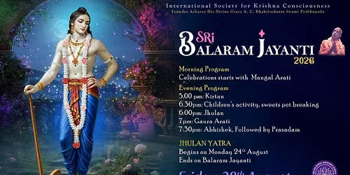Sri Balaram Jayanti | Fri 28th August 2026