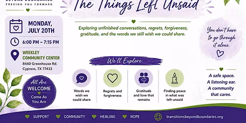 In-Person Grief Support Group: The Things Left Unsaid