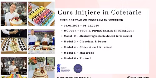 Initiere in Cofetarie \u2013 Curs Cofetar cu program in weekend