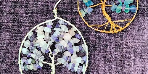 Make a Tree of Life decoration using semi precious stones in silver plated or copper wire 13.9.2026