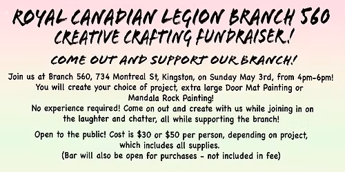 Kingston Legion Fundraising Door Mat or Mandala Rock Painting - OPEN TO THE PUBLIC! 