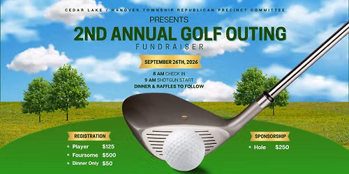 \u26f3 2nd Annual Cedar Lake \/ Hanover Township Republican Golf Outing Fundraiser