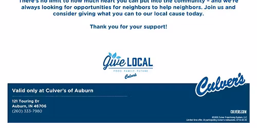 Pack 3169 Culver's Fundraiser