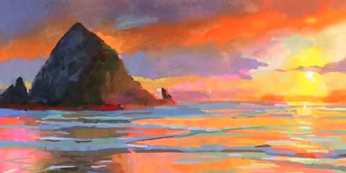 "Cannon Beach Sunset" In Person Paint Night Event Friday 7:00 p.m. in West Seattle (Wine Included)