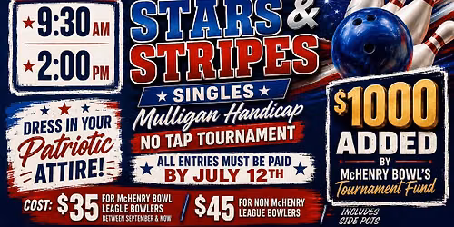 STARS & STRIPES SINGLES NO-TAP TOURNAMENT
