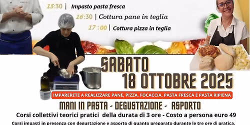 Impasti salati senza glutine mani in pasta in presenza con degustazione in itinere ed asporto finale