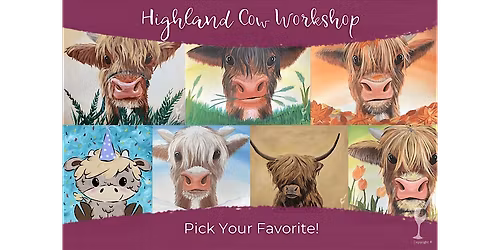 Cute Highland Cow Portrait - Paint and Sip in Houston | Classpop!\u2122