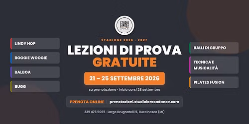 LEZIONI DI PROVA GRATUITE | STUDIO LAROSA DANCE | 21\u201325 SETTEMBRE