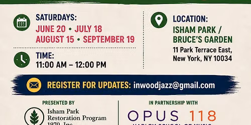 Inwood Jazz Festival Interactive Children\u2019s Jazz Workshop w\/ Opus 118 - Harlem School of Music