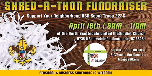 SHRED-A-THON for BSA Scout Troop 3226 at United Methodist Church (N Scottsd