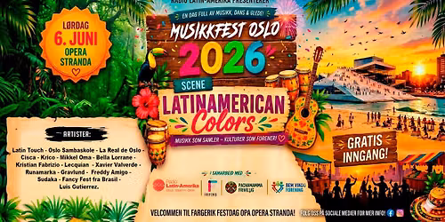 LATIN AMERICAN COLORS 2026 – Årets største latinofest på Operastranda! ☀️ — Operastranda