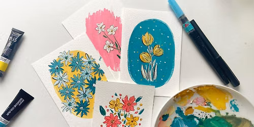 Gouache Inky Florals: Paint Mini Art Cards