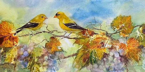 Birds and Grapes Watercolor Class w\/Bonnie Broitzman