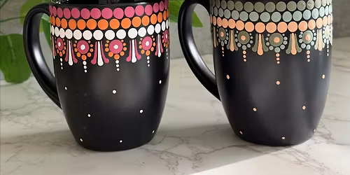 Mandala Dot Art Mug Workshop, Frisco Texas