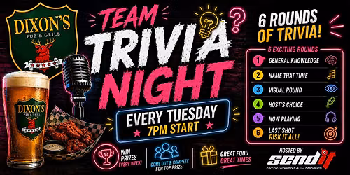 Team Trivia Night | Every Tuesday at Dixon\u2019s