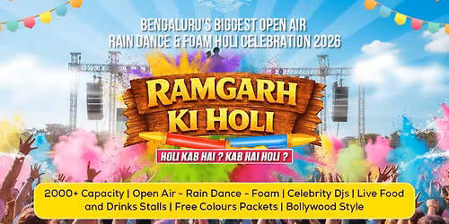 Bengaluru's Biggest Open Air-Rain Dance & Foam Holi Party 2026