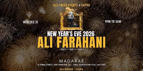 New Year's Eve 2026 with ALI FARAHANI at MadaRae