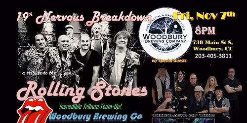 Rolling Stones\/Springsteen tributes (19NB & Last of Duke Street Kings) at Woodbury Brewing Company