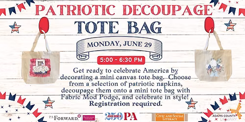 Patriotic Decoupage Tote Bag