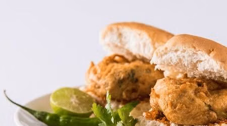 Indian Street food - Vada Pav and Lassi drink