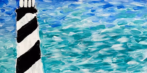 \ud83c\udf3cBloom into Creativity! - Finger Paint Summer Lighthouse Canvas Paint & Sip Class