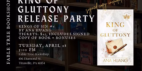 King of Gluttony by Ana Huang Release Party at Fable Tree Bookshop