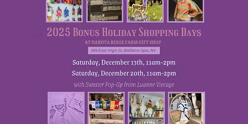 Bonus Holiday Shopping Days at Dakota Ridge Farm Gift Shop