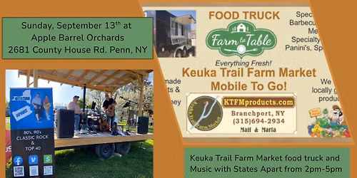Keuka Trail Farm Market food truck and music with States Apart at Apple Barrel Orchards