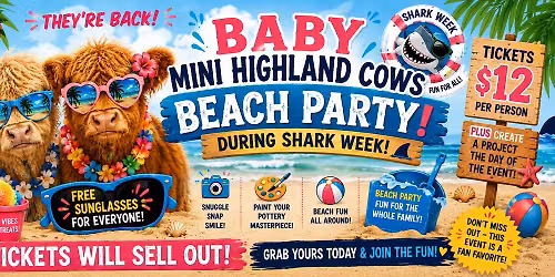Shark Week Beach Party-Create with the Baby Mini Highland Cows