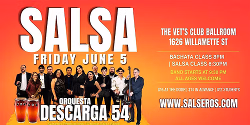 Eugene Live Salsa Night with Orquesta Descarga 54