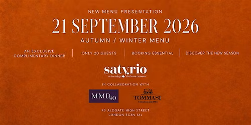 Satyrio Autumn \/ Winter Tasting Dinner with Tommasi Wines