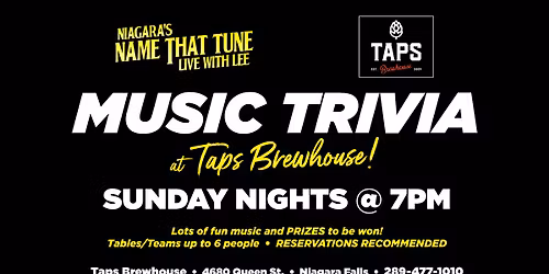 Music Trivia at Taps Brewhouse with Niagara's Name That Tune!