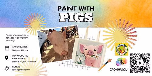 Paint with Pigs at Ironwood Pig Sanctuary \u2013 Paint a Piggie Tote