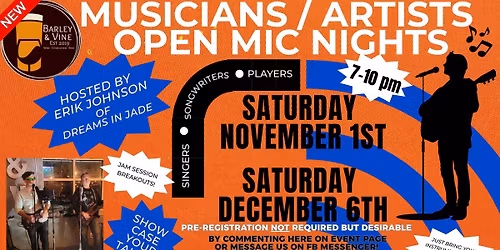 OPEN MIC SAT NIGHT for LOCAL MUSICIANS\/ARTISTS\/SINGERS\/SONGWRITERS