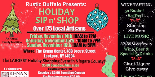 RUSTIC BUFFALO's ANNUAL HOLIDAY SIP & SHOP FUNDRAISER