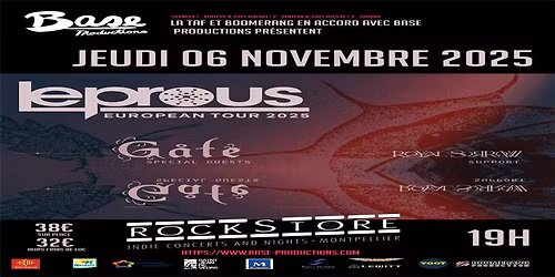 Au Rockstore : BASE PROD pr\u00e9sente LEPROUS + ROYAL SORROW + Special guest : G\u00e5te