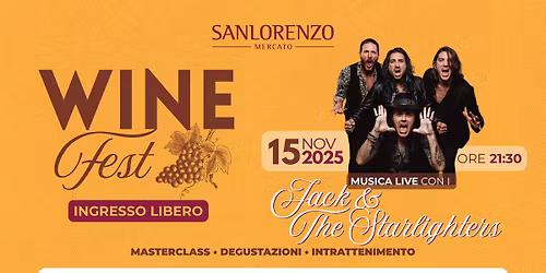 Sab. 15 Novembre | WINE FEST | Musica Live con i Jack & The Starlighters