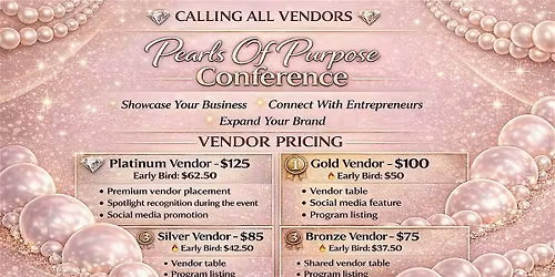 Pearls Of Purpose Conference Vendor Registration Early Bird Access