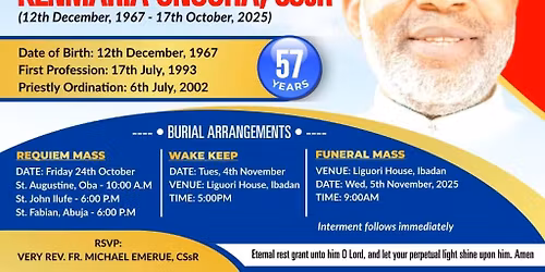 Vigil Mass for the happy repose of Late Rev Fr Kenmaria Onuoha, CSsR