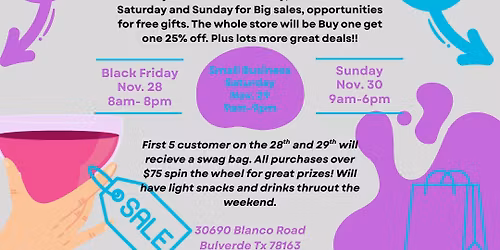 Shop and Sip Sale Weekend