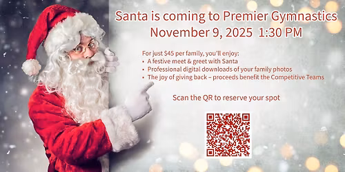 Santa is Coming to Premier Gymnastics \u2013 Fundraiser Event!