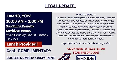 In Person \u2013 COMPLIMENTARY \u2013 Legal Update I (2026-2027) \u2013 June 18, 2026