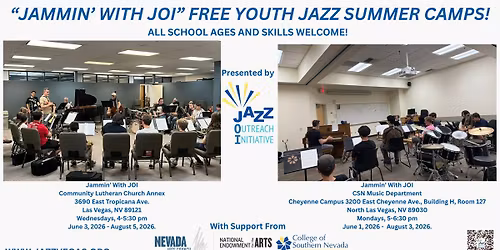 TWO FREE WEEKLY SUMMER YOUTH JAZZ CAMPS presented by JAZZ OUTREACH INITIATIVE!