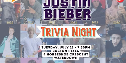 JUSTIN BIEBER - Trivia Night - Boston Pizza Waterdown