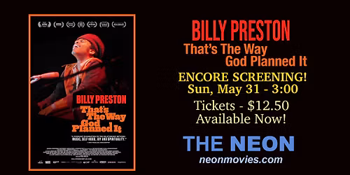 BILLY PRESTON: THAT'S THE WAY GOD PLANNED IT Encore Screening!