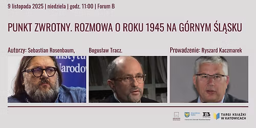 Spotkanie "Punkt zwrotny. Rozmowa o roku 1945 na G\u00f3rnym \u015al\u0105sku\u201d | Targi Ksi\u0105\u017cki w Katowicach