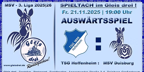 \u26bd\ufe0f SPIELTACH im Gleis drei \u26bd\ufe0f TSG 1899 Hoffenheim : MSV\u26bd\ufe0f
