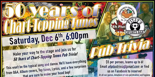 50-Years of Chart-Topping Tunes - Pub Trivia Night