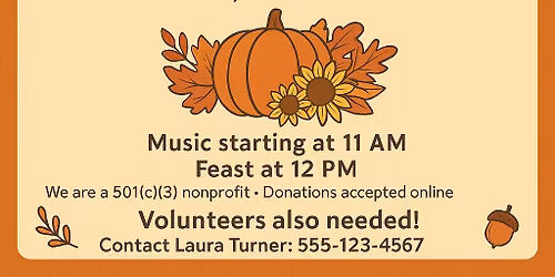 VOLUNTEER SIGN UPS & Information: 6th Annual Thanksgiving Feast & Community Outreach
